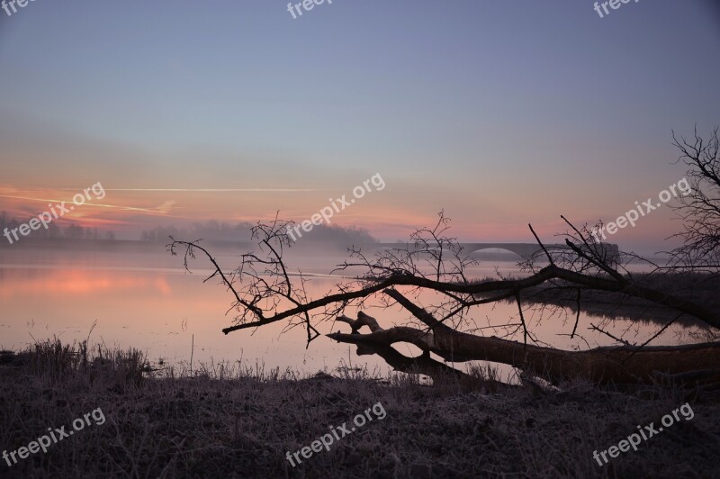 River River Landscape Bank Sunrise Fog