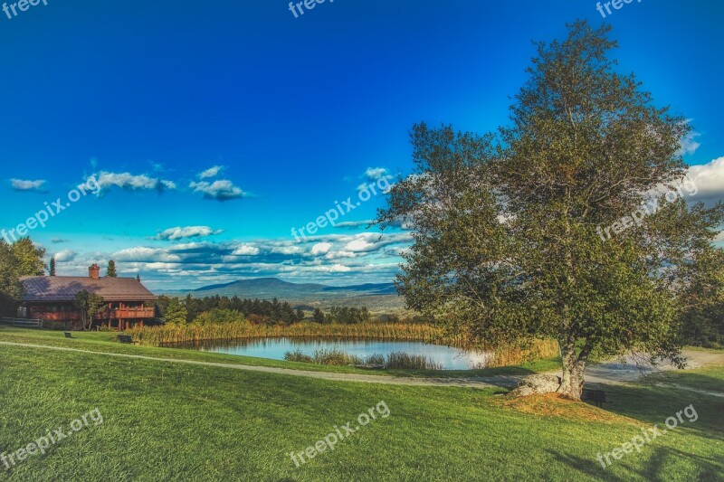 Vermont New England Pond Sky Clouds