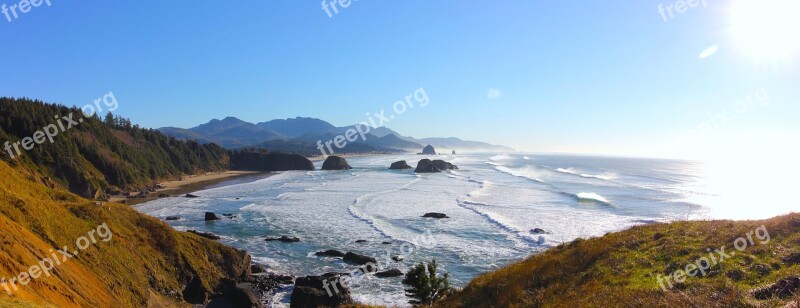 Cannon Beach Pacific Ocean Ecola Oregon Ocean