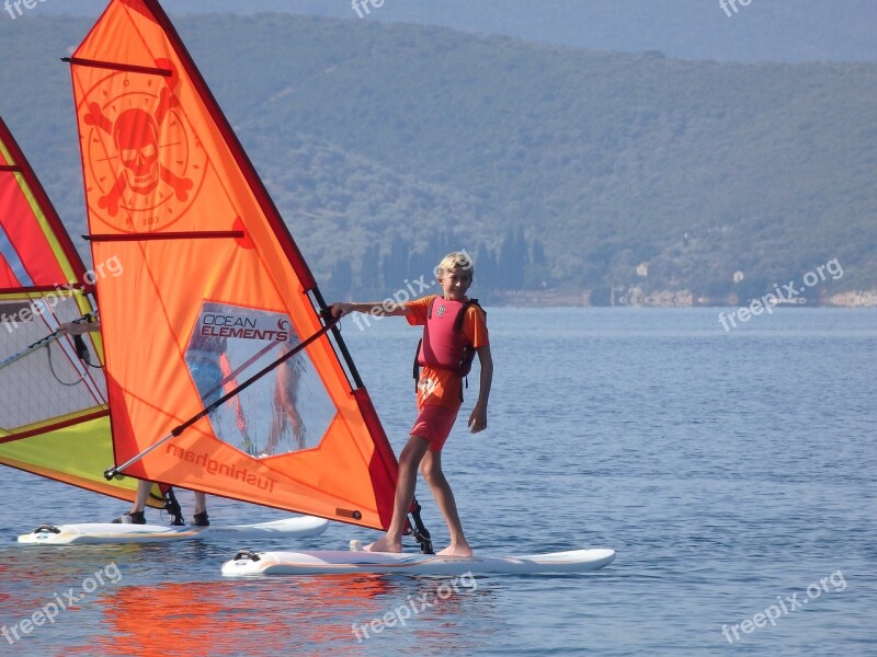 Windsurf Sea Windsurfing Sport Water