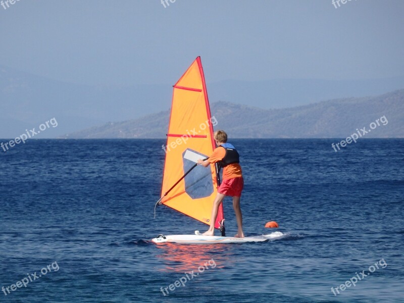 Windsurf Sea Windsurfing Water Surfer