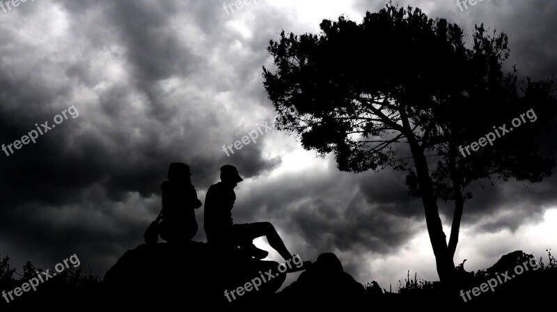 Night Couple Romance Love Silhouette