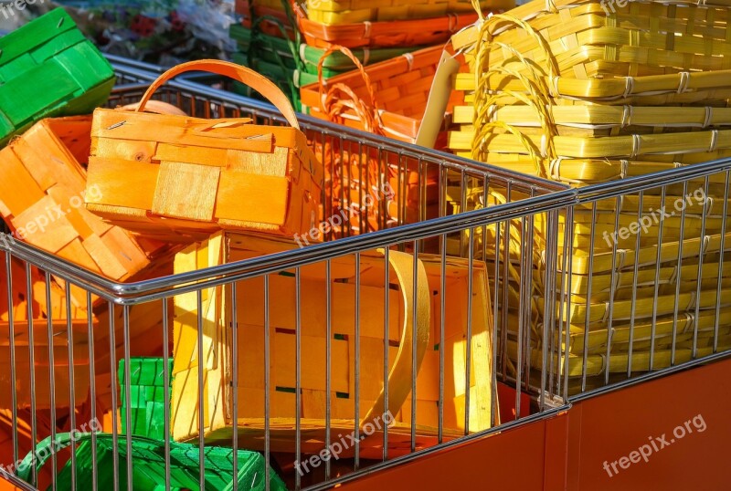 Wooden Basket Easter Körbchen Baskets Woven Colorful