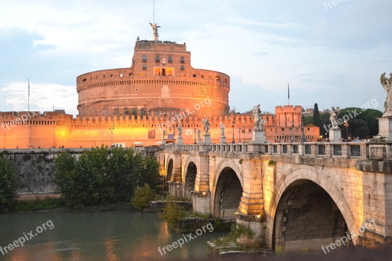 Castle Sant'angelo Rome Sunset Castle Italy