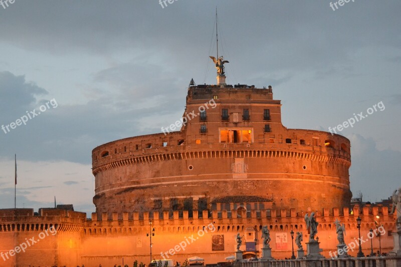 Castle Sant'angelo Rome Sunset Castle Italy