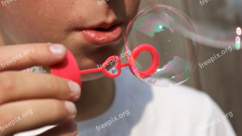 Blow Bubbles Child Mouth Lips Fun