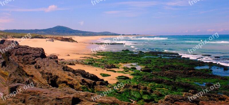 Galicia Waves Sea Beach Costa