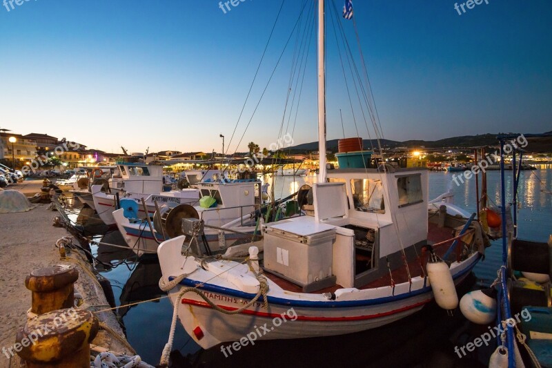 Greece Sea Mediterranean Peloponneses Fishing Boats