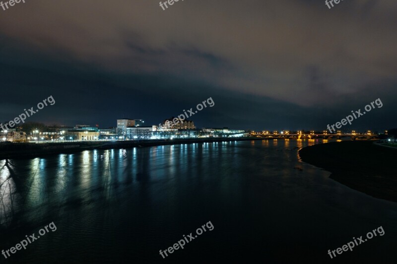 Dresden Augustus Bridge Elbe Railway Station Landscape