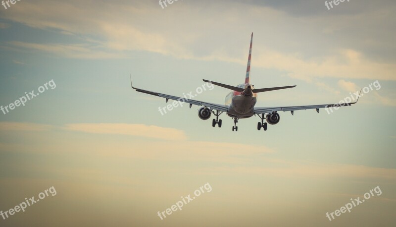 Airplane Travel Airport Flying Clouds