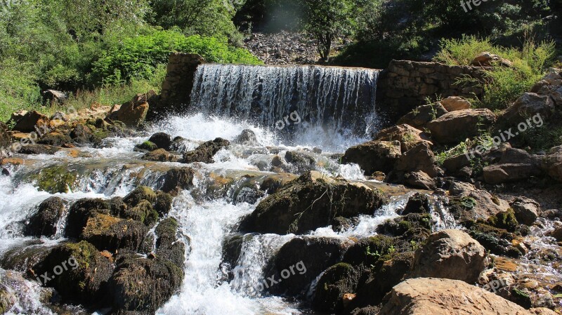 Waterfall Water Green Forest Nature