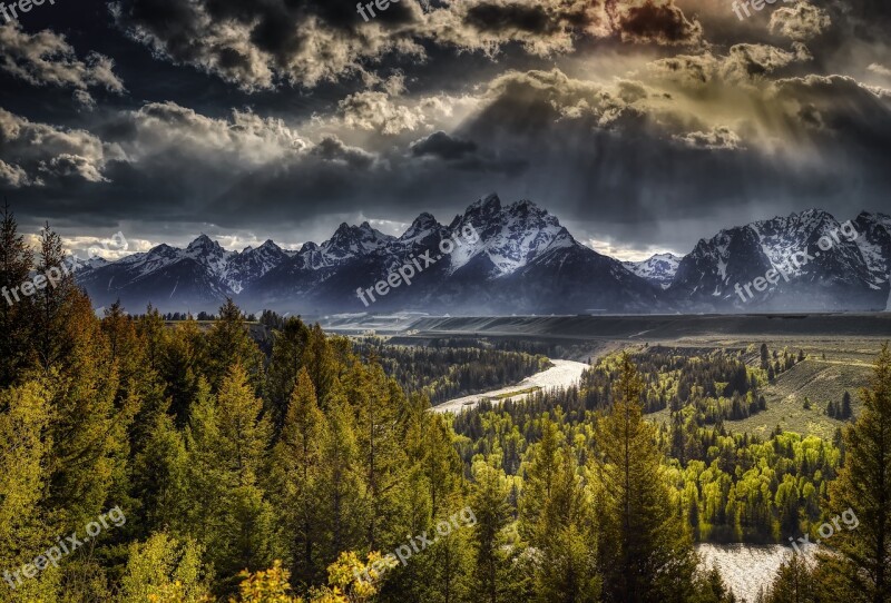 Tetons Mountains Fog Sunrise Dawn