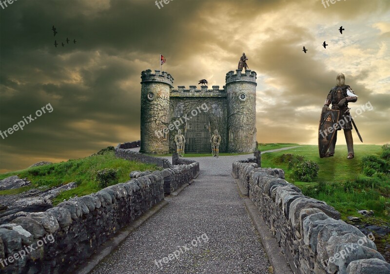 Knight Castle Fantasy Landscape Medieval