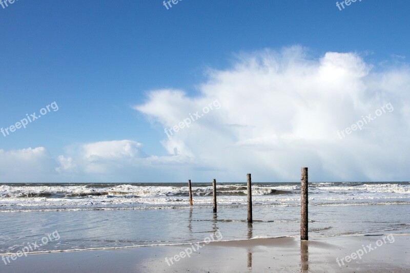 Sea Sky Clouds Waves The North Sea