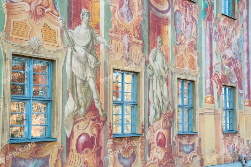 Altes Rathaus Of Bamberg Frescos Illusion Painting Facade Window