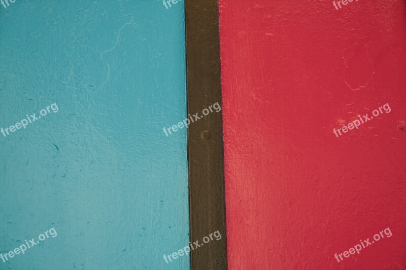 Wall Stone Painted Blue Red