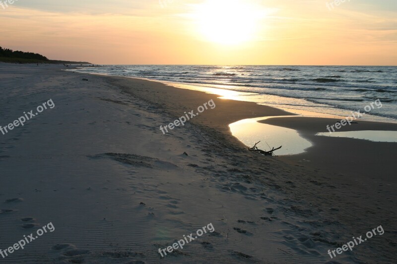 Beach Twilight Landscape Clouds Sky