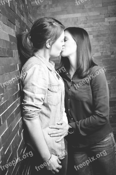 Women Lesbian Gay Kiss Love