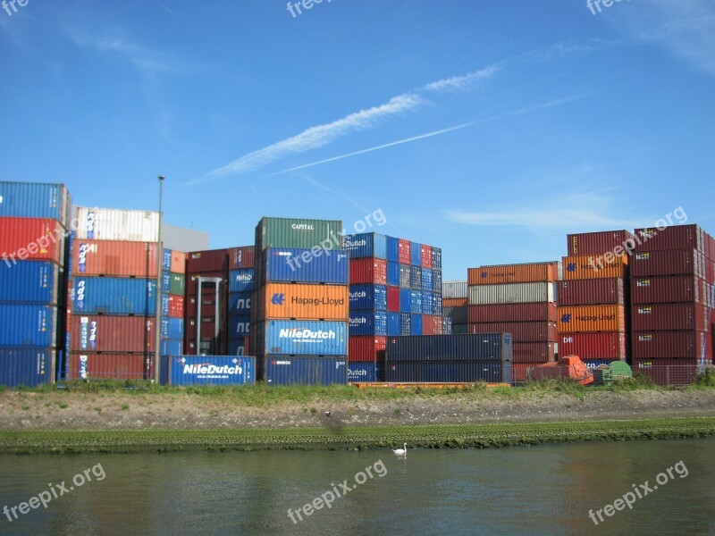 Rotterdam Port Container Netherlands Water