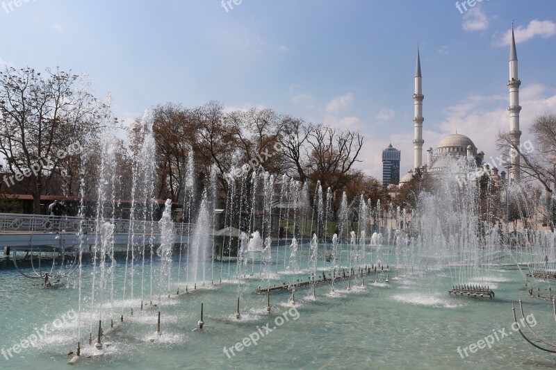 Mosque Water Pool Fountain Tree