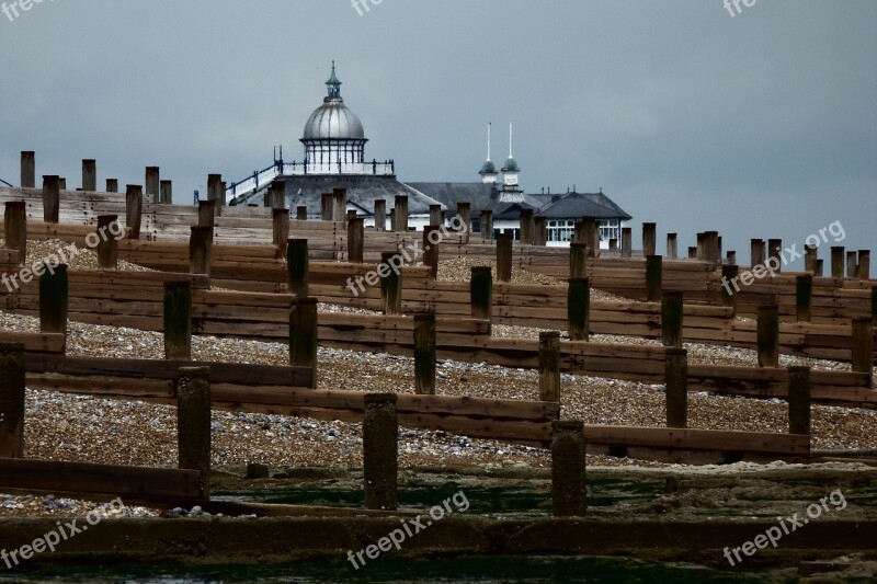 Groins Beach Eastbourne Pier England