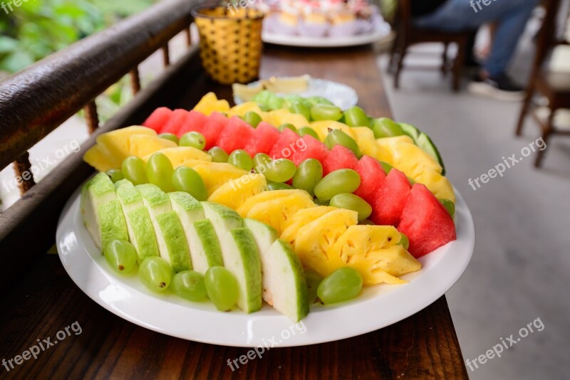 Fruit Food Plate Grape Watermelon