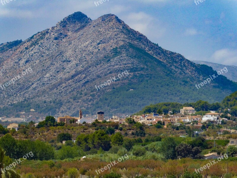 Alcalali Spain Countryside Village Sky