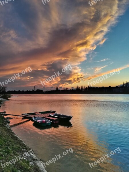 Sunset River Vah Twilight Reflex Slovakia