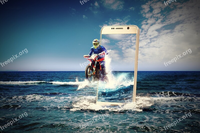 Water Lake Motocross Blue Sea