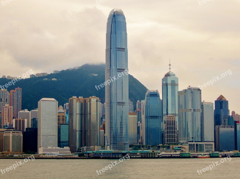 Hong Kong Skyline Asia Port Metropolis