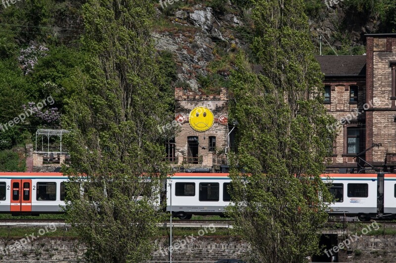 Smiley Railway Railway Line Train Building