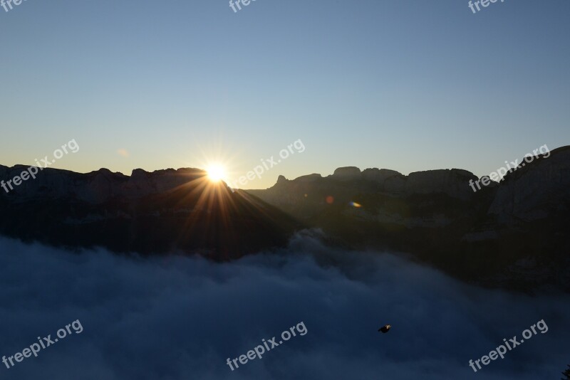 Fog Sun Mountains Alpine Free Photos