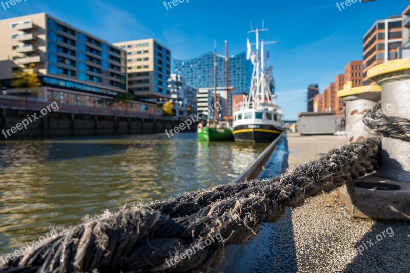 Hamburg Ship Traffic Jams Port Ship Rope