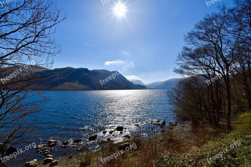 Ullswater Lake District England Sunny Day Beautiful