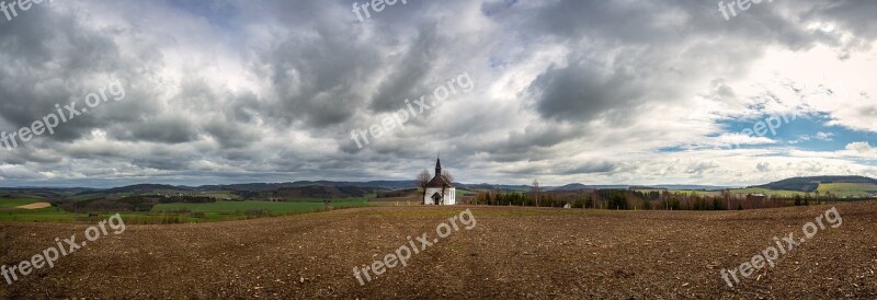 Church Clouds Sky Landscape Wide