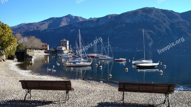 Benches Bellagio Como Lake Boats