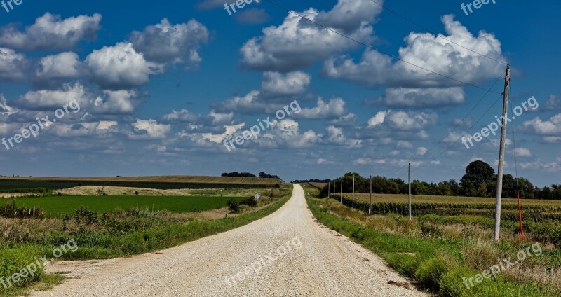 Iowa America Country Road Landscape Fields