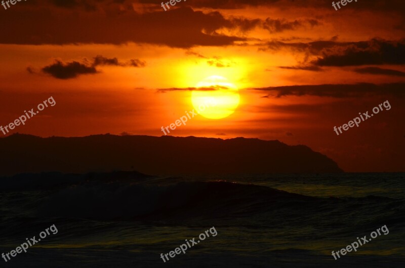 Kauai Sunset Sky Island Dusk