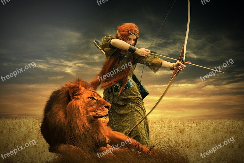 Lion Warrior Woman Heroine Fantasy