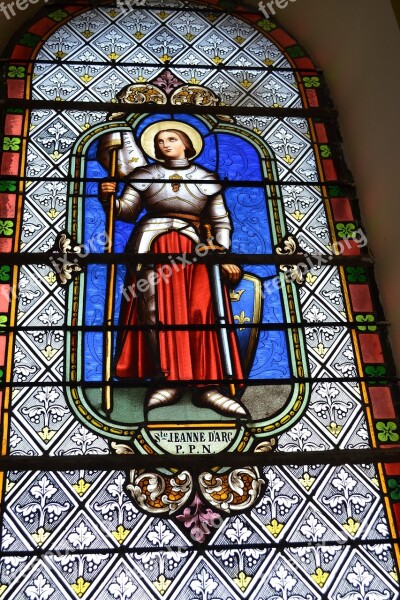 Stained Glass Colorful Woman Warrior Young