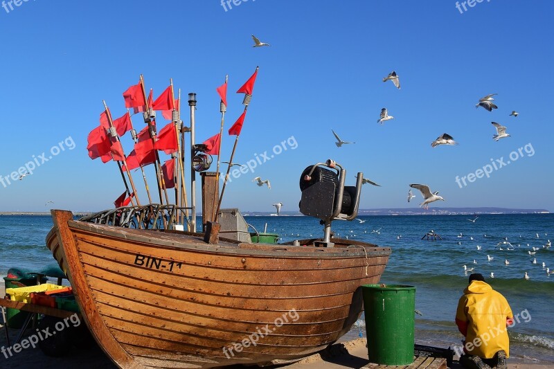 Baltic Sea Fisherman Boat Coast Beach