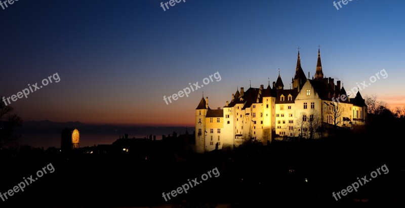 Castle Twilight Landscape Architecture Tower