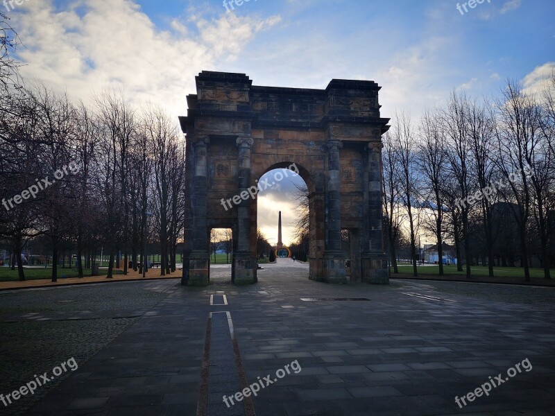 Glasgow Glasgow Green Sunrise Winter Tree Without Leaves