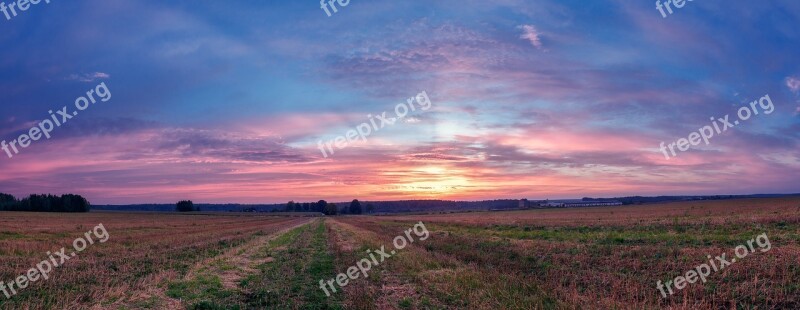 Field Morning Landscape Nature Sky