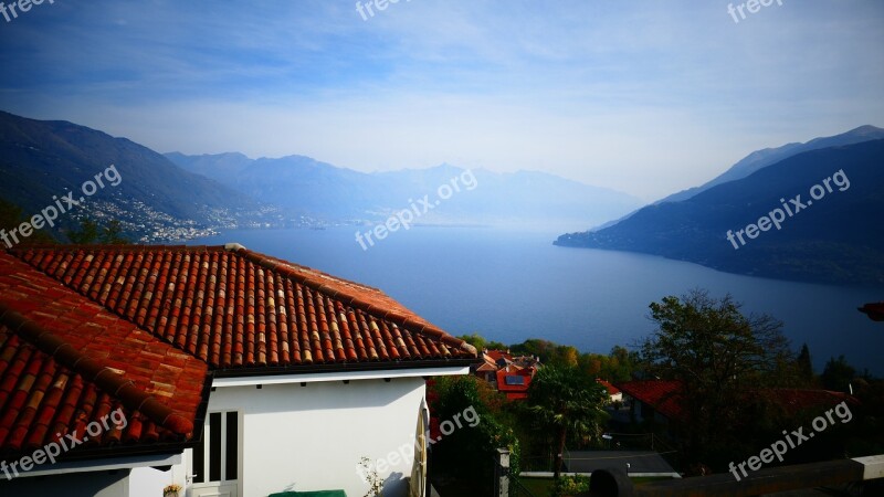 Sea Italy Lago Maggiore Housetop Landscape