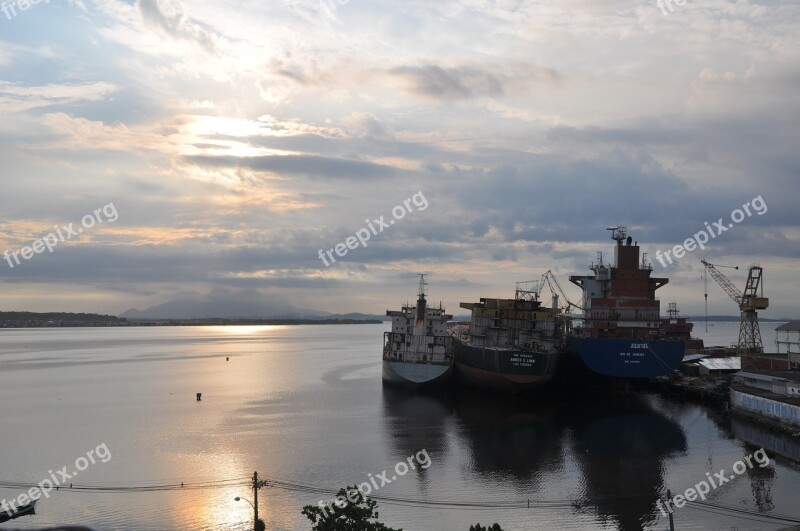 Sunset Vessel Ships Water Boat