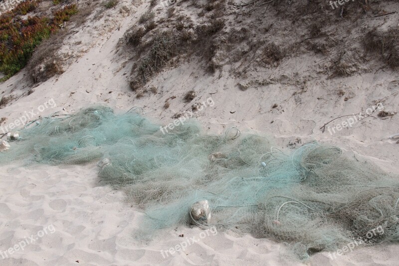 Net Fisherman Beach Ocean Side