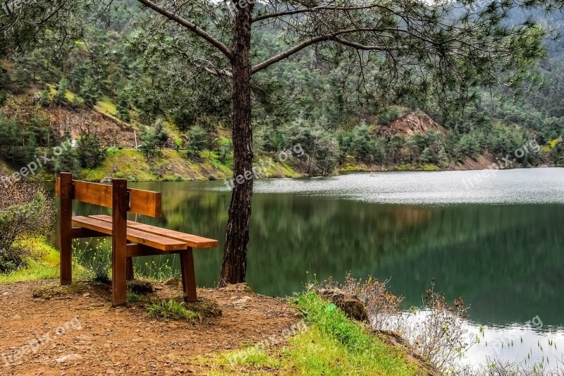 Dam Lake Mountains Bench Message Of Love