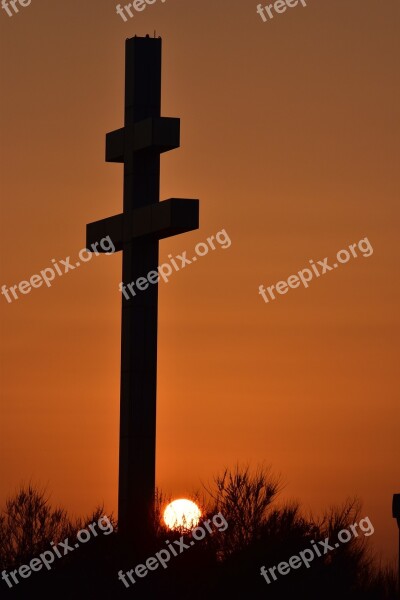 Cross Sunset Sun Twilight Sky