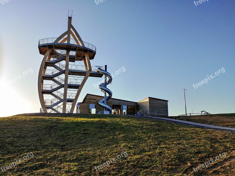 Observation Tower Slide Summit Meadow Nature